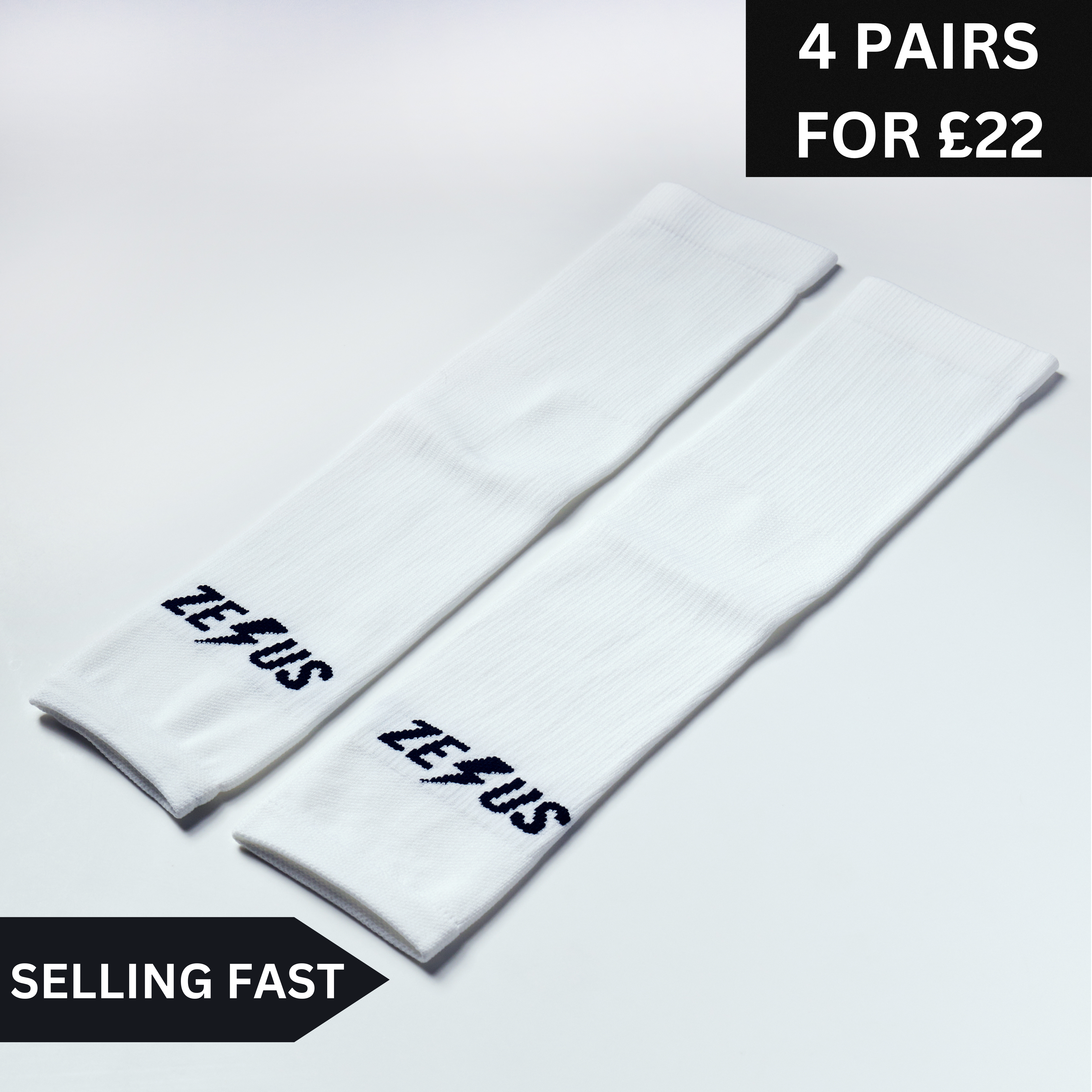 Zelus White Cut Socks